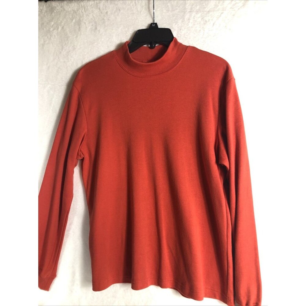 Southern Lady Womens Long Sleeve Mock Neck Top Rust Red L